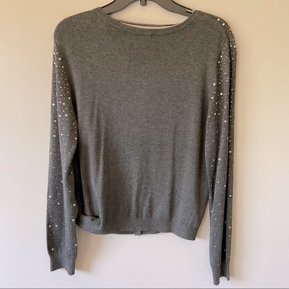 Knit sweater with crystals by Atmosphere (UK), grey, women’s size 10 - Picture 2 of 7